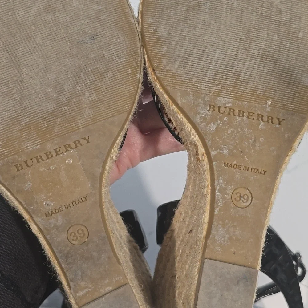 Burberry Plaid Wedge Sandals Espadrilles Size 39 with Box - Picture 8 of 16